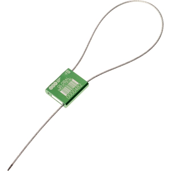 Metal Cable Seal, 1/16x12L, Green, 50PK